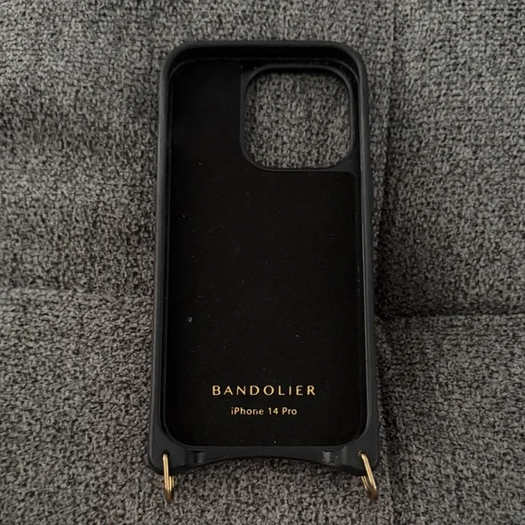 Bandolier Gold & Black iPhone 14 Pro Wallet Case with Gold Hardware Accents - Picture 3 of 6